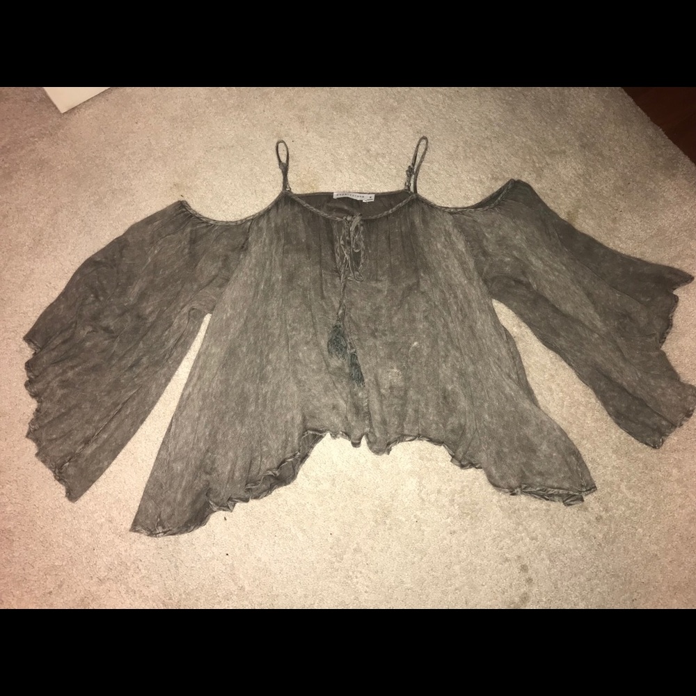 Paper Crane top in steel grey color